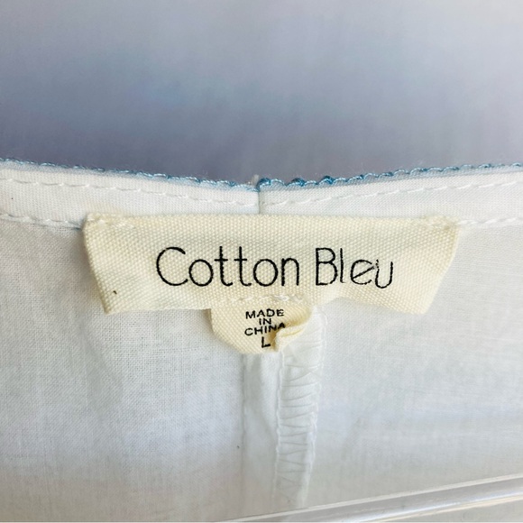 Cotton Bleu Women's embroidered top blouse tunic, Sz L - Picture 10 of 17